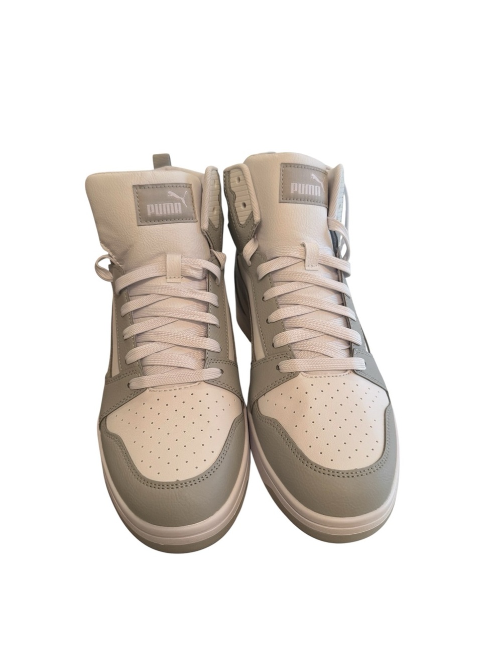Puma Men’s High-Top Sneaker in White and Light Gray - Picture 3 of 6
